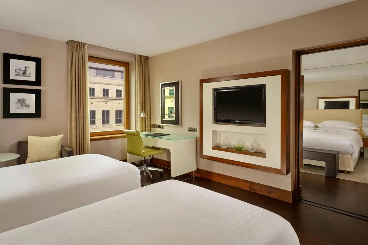 Twin room with television at Sheraton Grand Hotel & Spa, Edinburgh